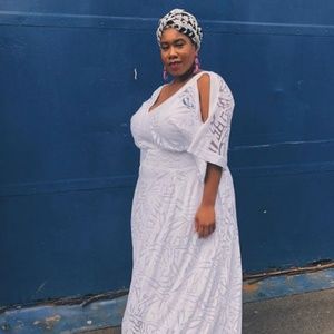 Lane Bryant White Maxi Burnout Dress